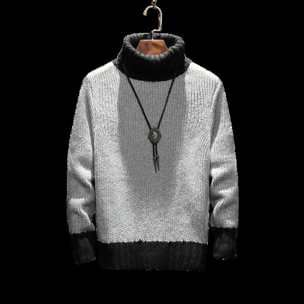 Πολύ μοντέρνο και ζεστό ανδρικό καθημερινό πουλόβερ με υψηλό σχήματος O yak - 2 χρώματα