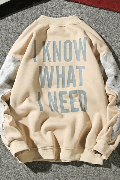 Περιστασιακή μπλούζα ανδρών με κολάρο σε σχήμα O και μεγάλη επιγραφή, 2 χρώματα