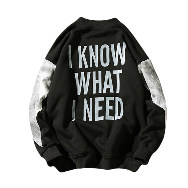 Περιστασιακή μπλούζα ανδρών με κολάρο σε σχήμα O και μεγάλη επιγραφή, 2 χρώματα