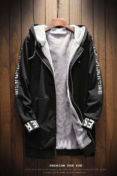 Μοντέρνο μακρύ φούτερ με κουκούλα και ζεστή επένδυση από μαλλί, 4 μοντέλα