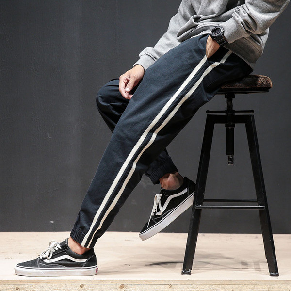 Πολύ άνετα casual αντρικά παντελόνια, μοντέλο σάλι με λωρίδες και στις δύο πλευρές του ποδιού - 2 χρώματα