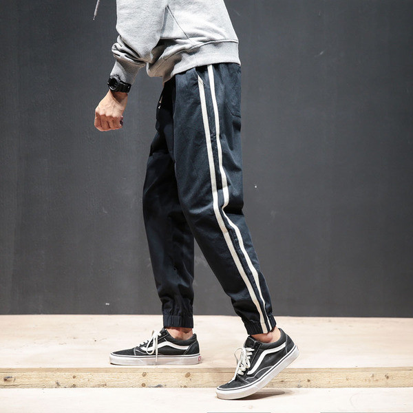 Πολύ άνετα casual αντρικά παντελόνια, μοντέλο σάλι με λωρίδες και στις δύο πλευρές του ποδιού - 2 χρώματα