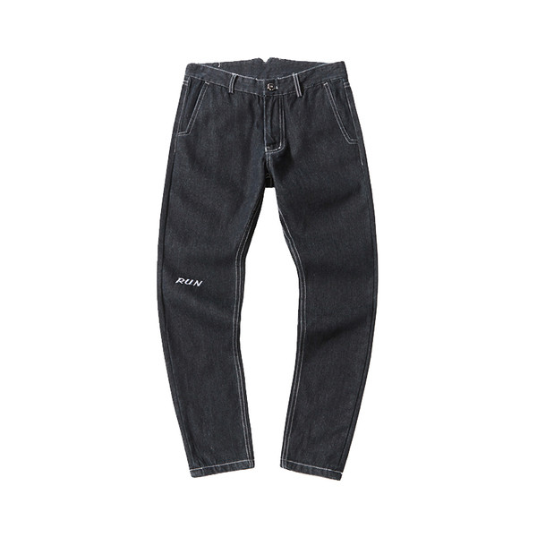 Ανδρικά τζιν σε τρία χρώματα με επιγραφή και υψηλή μέση