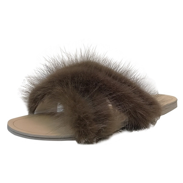 Κυρίες παντόφλες με επίπεδη σόλα και χνούδι σε τρία χρώματα