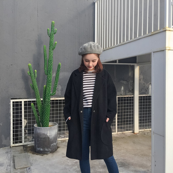 Дълго дамско палто широк модел в два цвята