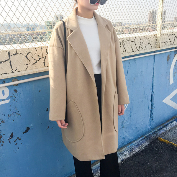 Дълго дамско палто широк модел в два цвята