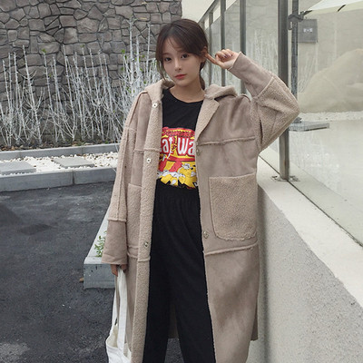 Μακρύ μάλλινο παλτό με βαθιές τσέπες και κουκούλα