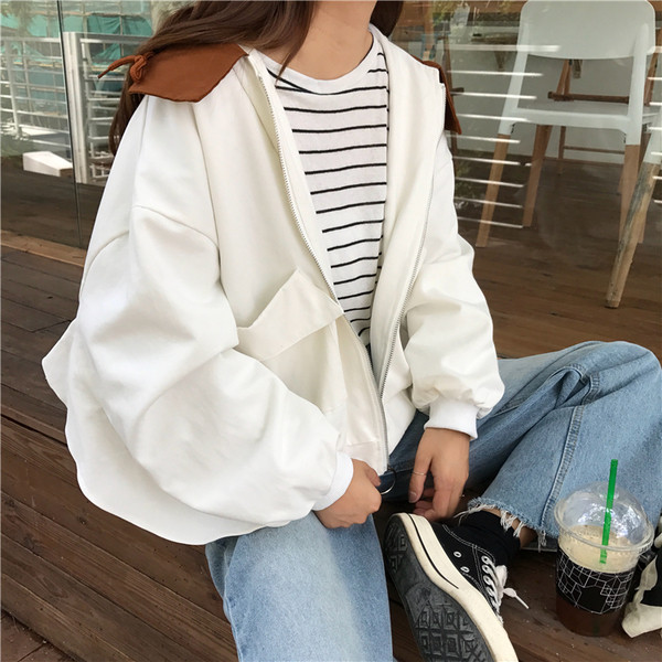 Αθλητικό λεπτό, κομψό σακάκι με κουκούλα σε δύο χρώματα