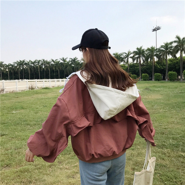 Αθλητικό λεπτό, κομψό σακάκι με κουκούλα σε δύο χρώματα