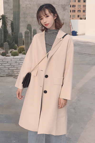 Μακρύ κομψό παλτό με κουμπιά σε δύο χρώματα