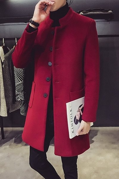 Κομψό αρσενικό μακρύ παλτό με κουμπιά σε διάφορα χρώματα