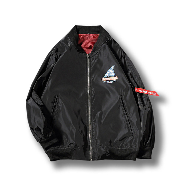 Μπουφάν μπέιζμπολ ανδρών με χαμηλό κολάρο O και πολύχρωμη εκτύπωση στο πίσω μέρος