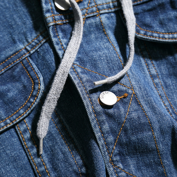 Μοντέρνο μπουφάν τζιν για άντρες με κουκούλα και κρέμονται σε ρετρό στυλ