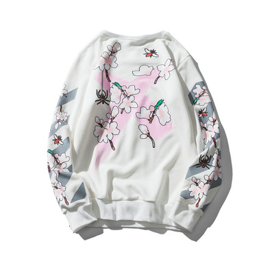 Κομψή σπορ-κομψή μπλούζα με κολάρο σε σχήμα O και floral σχέδια