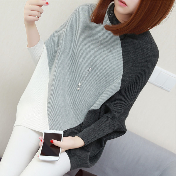 Κυρίες ευρύ και μακρύ πουλόβερ σε 4 αποχρώσεις