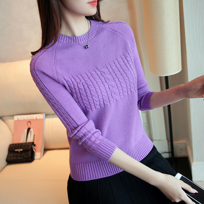 Дамски пуловер с О-образна яка - много цветове