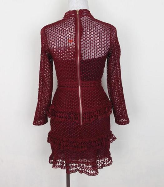 Стилна дамска рокля с О-образна яка и дълъг ръкав, 2 цвята