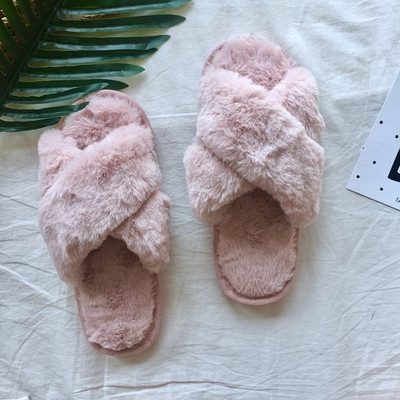 Κυρίες ζεστές και αφράτες παντόφλες σε δύο χρώματα