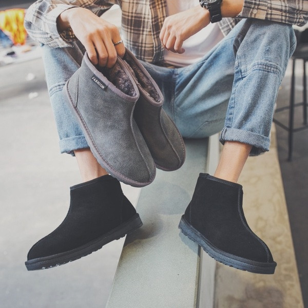 Зимни мъжки обувки с велурена повърхност и много топла вълнена подплата , 2 модела