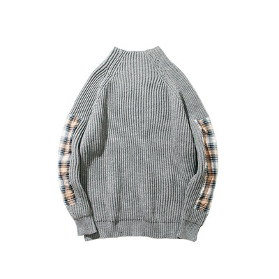 Κομψό πουλόβερ για άνδρες με κολάρο σε σχήμα O και διακοσμητικά σχέδια στα μανίκια, 3 σχέδια