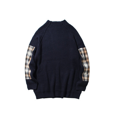 Κομψό πουλόβερ για άνδρες με κολάρο σε σχήμα O και διακοσμητικά σχέδια στα μανίκια, 3 σχέδια