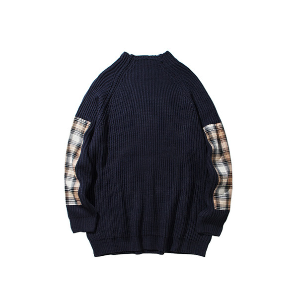 Κομψό πουλόβερ για άνδρες με κολάρο σε σχήμα O και διακοσμητικά σχέδια στα μανίκια, 3 σχέδια