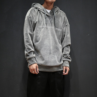 Μαλακή και ζεστή αθλητική μπλούζα με κουκούλα και επιγραφή, 4 χρώματα