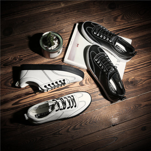 Περιστασιακά δερμάτινα υποδήματα ανδρικά με ψηλή σόλα από καουτσούκ, 2 χρώματα