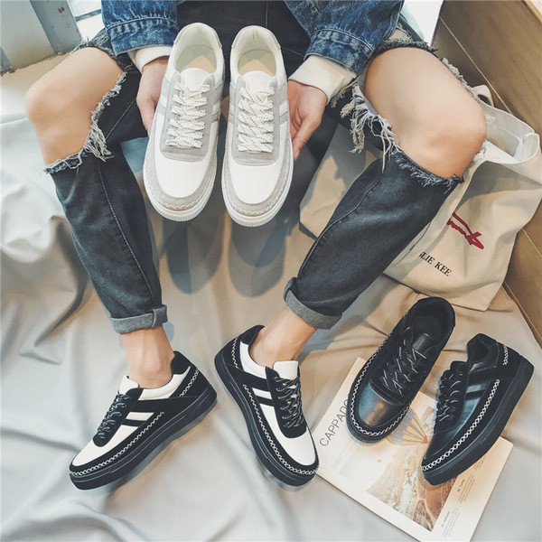 Αθλητικά πάνινα παπούτσια ανδρών με επίπεδη ελαστική σόλα και εγκάρσιες ζεύξεις, 3 χρώματα