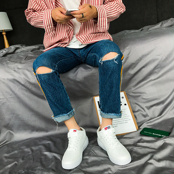 Casual ανδρικά πάνινα παπούτσια σε μαύρο και άσπρο