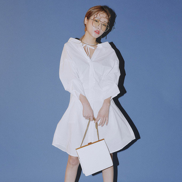 Απαλή φόρεμα μακρύ φόρεμα γυναικείο πουκάμισο σε δύο χρώματα