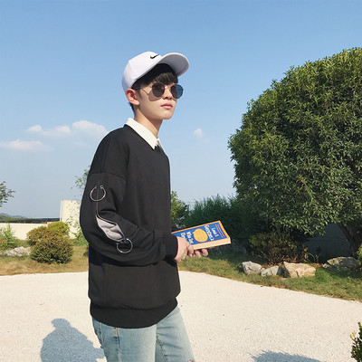 Φθινόπωρο-χειμώνα αρσενικό πουλόβερ με δαχτυλίδι στα μανίκια σε τρία χρώματα