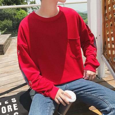 Φθινόπωρο-χειμώνα αρσενικό πουλόβερ με δαχτυλίδι στα μανίκια σε τρία χρώματα