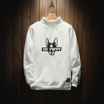 Ανδρική καθημερινή παχιά μπλούζα με μισό χαλαρό κολάρο και εκτύπωση, 3 χρώματα