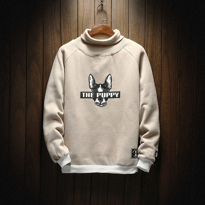 Ανδρική καθημερινή παχιά μπλούζα με μισό χαλαρό κολάρο και εκτύπωση, 3 χρώματα