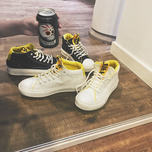 Ежедневни мъжки кецове с връзки в бял и черен цвят