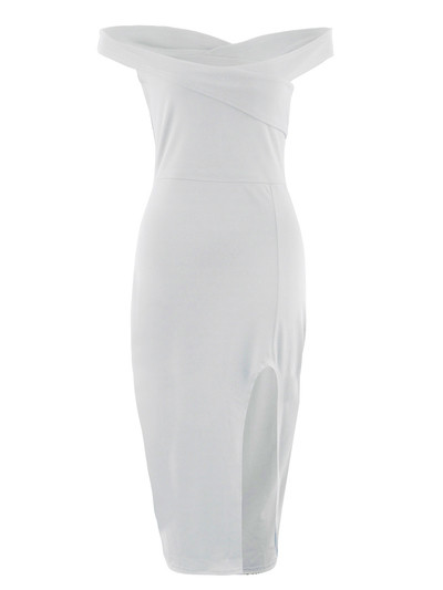 Κομψό και πολύ κομψό μακρύ φόρεμα με σχισμή σε μαύρο και άσπρο