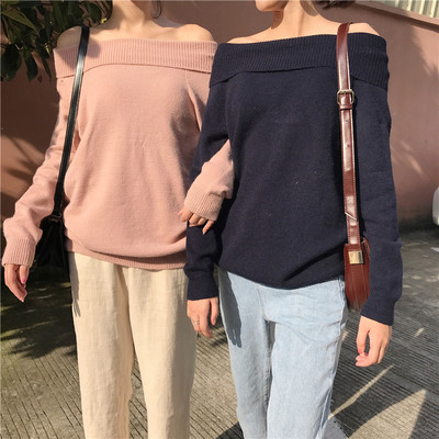 Ежедневен дамски пуловер с полуголи рамене в три цвята