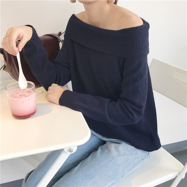 Καθημερινή πουλόβερ κυρίες με μισές ώμους σε τρία χρώματα