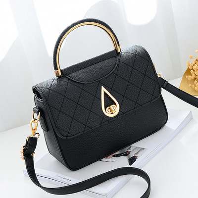 Καθημερινή συμπαγής τσάντα για γυναίκες με μη συνηθισμένη πόρπη και μακρά λαβή