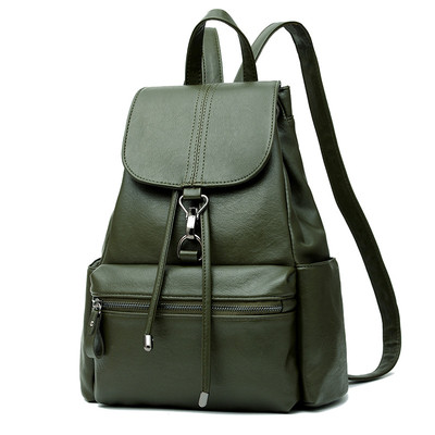 Дамска ежедневна раница от мека еко кожа с презрамки и висящи връзки