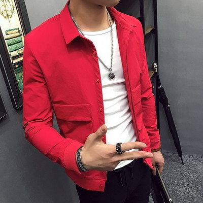 Пролетно-есенно мъжко много хубаво яке с О-образна яка в различни цветове