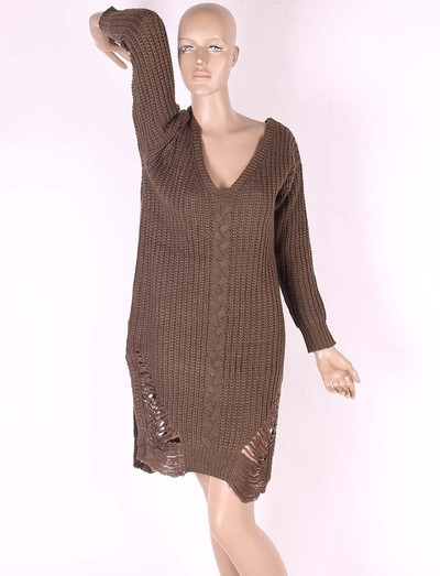 Дамски дебел пуловер тип туника с цепки в два цвята