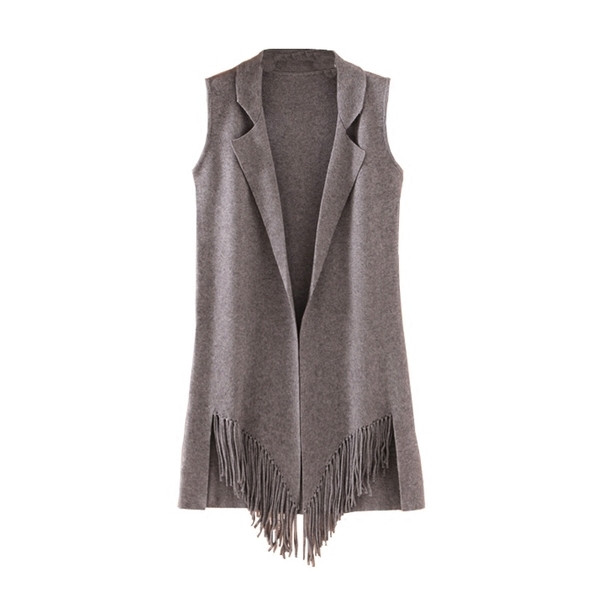 Κομψή γυναικεία μπούστο άνοιξη-άνοιξη με κρόσσια μπροστά σε δύο χρώματα