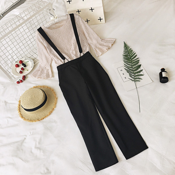 Κομψά γυναικεία παντελόνια με υψηλή μέση και τιράντες