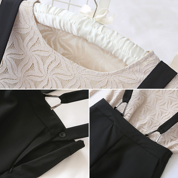 Κομψά γυναικεία παντελόνια με υψηλή μέση και τιράντες