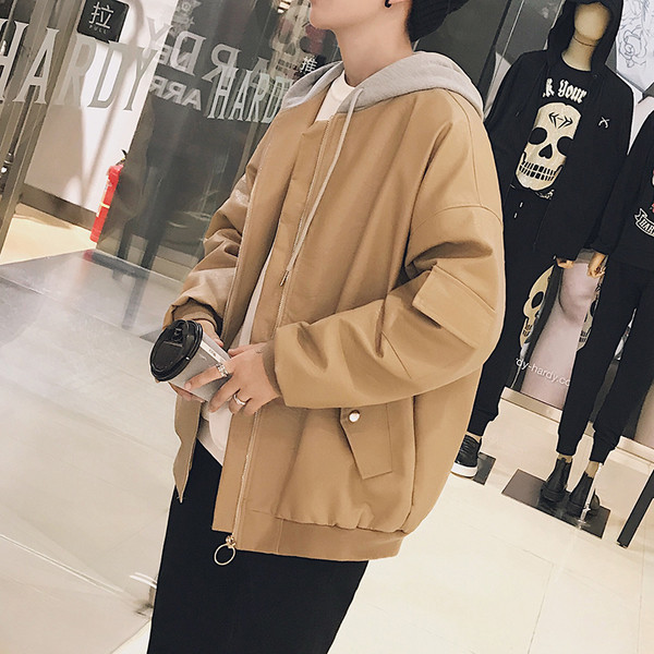 Δερμάτινο σακάκι για άντρες άνοιξη-φθινόπωρο με κουκούλα σε μαύρο και μπεζ χρώμα