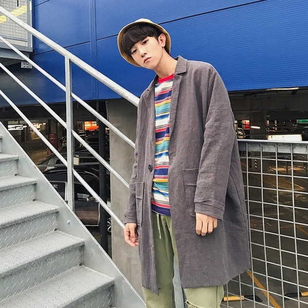 Ανοιχτό πτώση λεπτό αρσενικό σακάκι με κουμπί και τσέπες σε δύο χρώματα