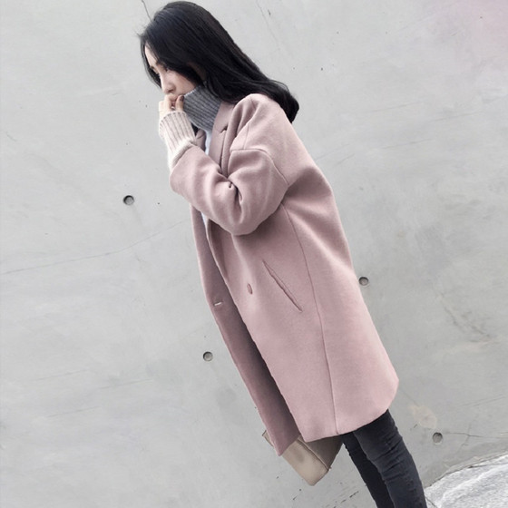 Κομψή γυναικεία παλτό - μαλλί με τσέπες
