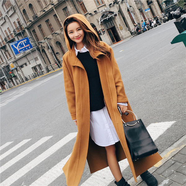 Μακρύ μάλλινο παλτό με τσέπες και φερμουάρ